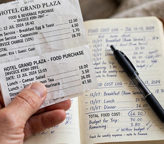 food cost nikalne ke liye purchase bills aur diary