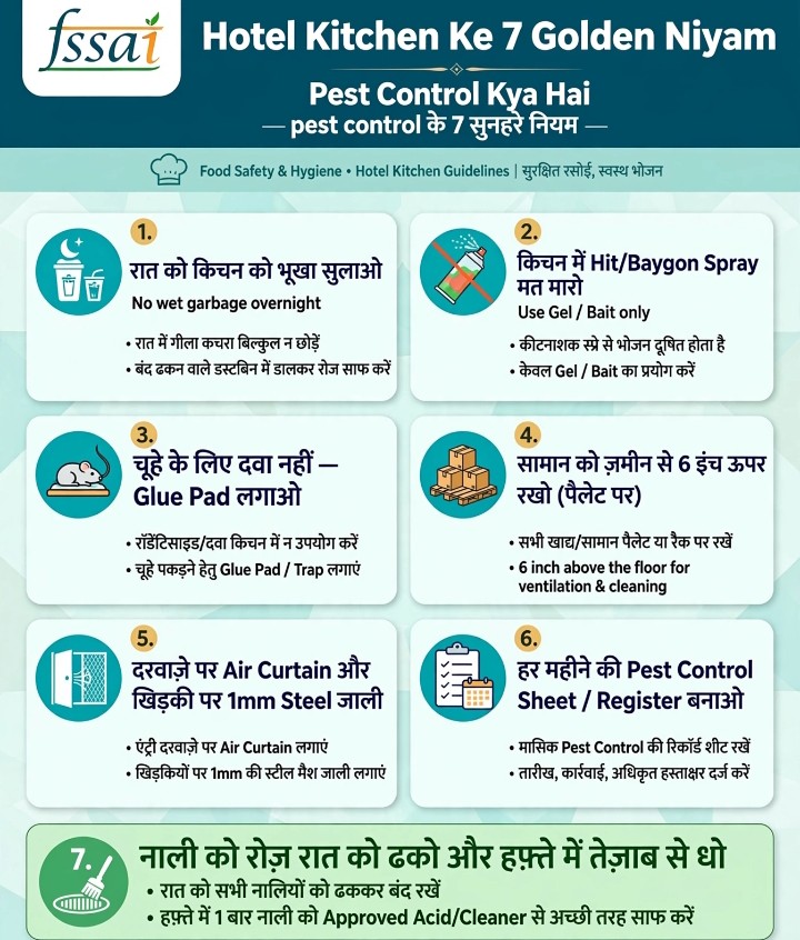 Pest Control Kya Hai Hotel Kitchen Ke 7 Golden Niyam - raat ko kitchen bhukha sulao hit spray mat maro glue pad pallet air curtain pest control sheet nali dhako